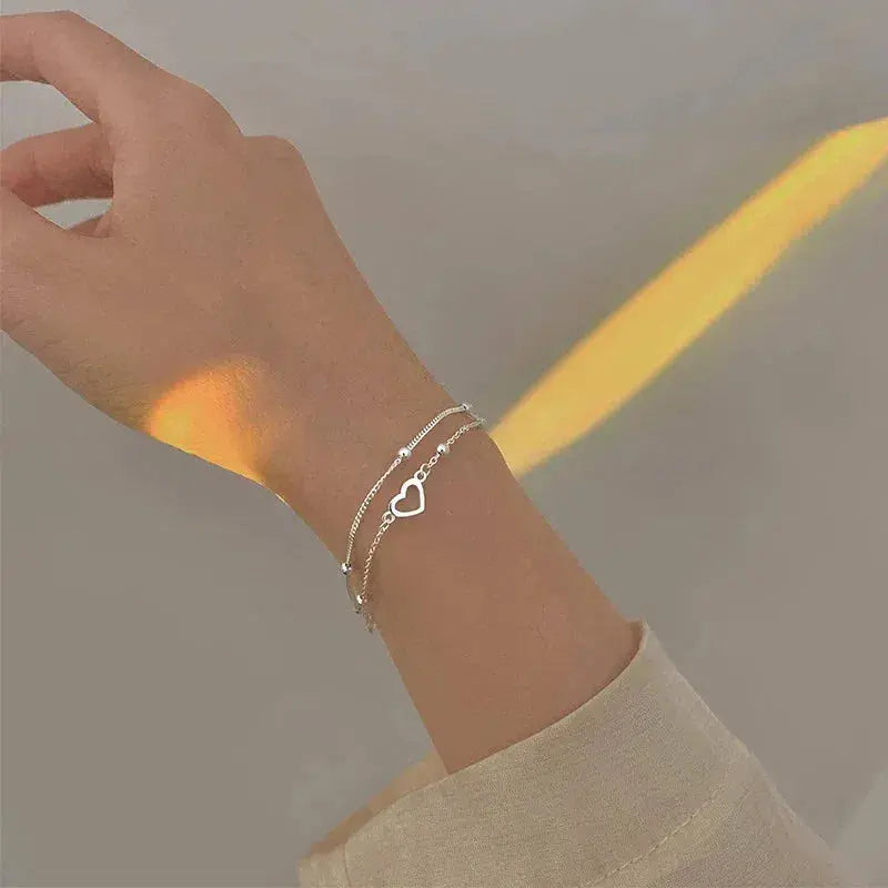 Állítható Ezüst Karkötő Szívvel