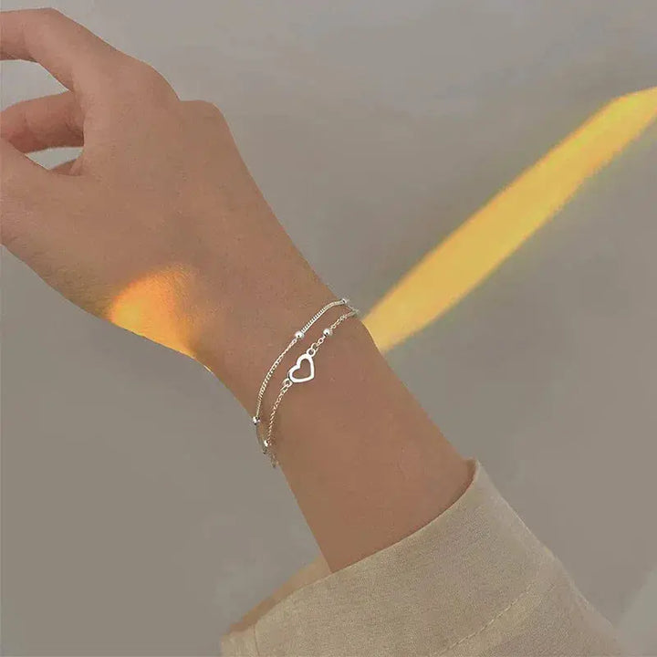 Állítható Ezüst Karkötő Szívvel