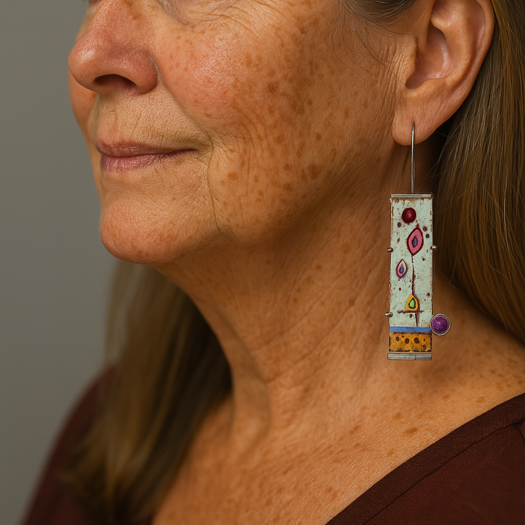 Vintage Fülbevalók Régi Emaillel