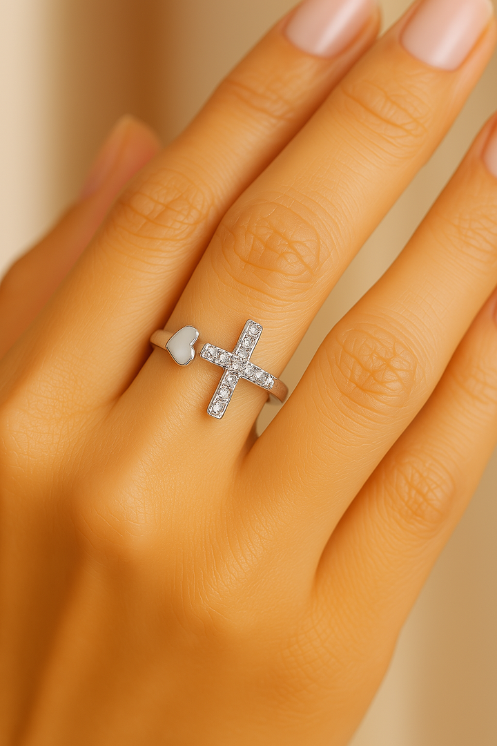 Vintage Love Cross állítható ezüst gyűrű