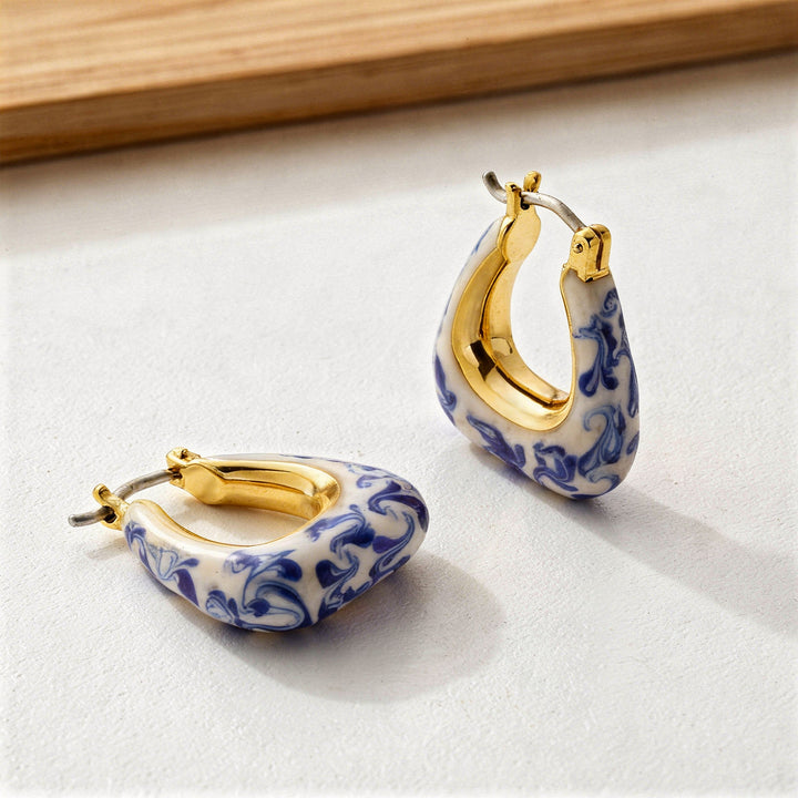 Dakota Marble Blue statement fülbevaló