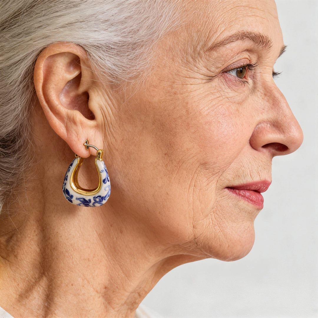 Dakota Marble Blue statement fülbevaló